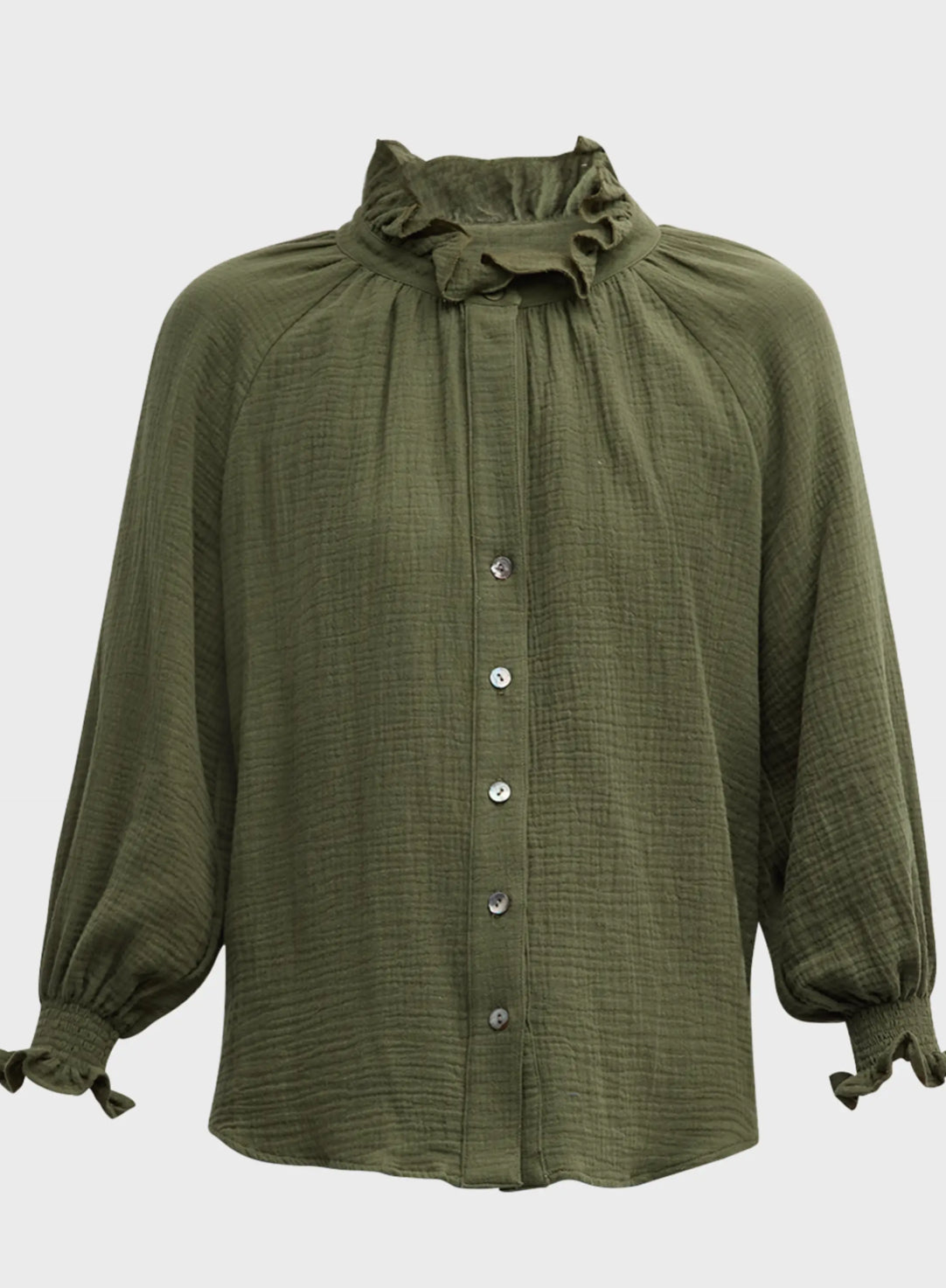 Fiona Double Gauze Shirt-Olive