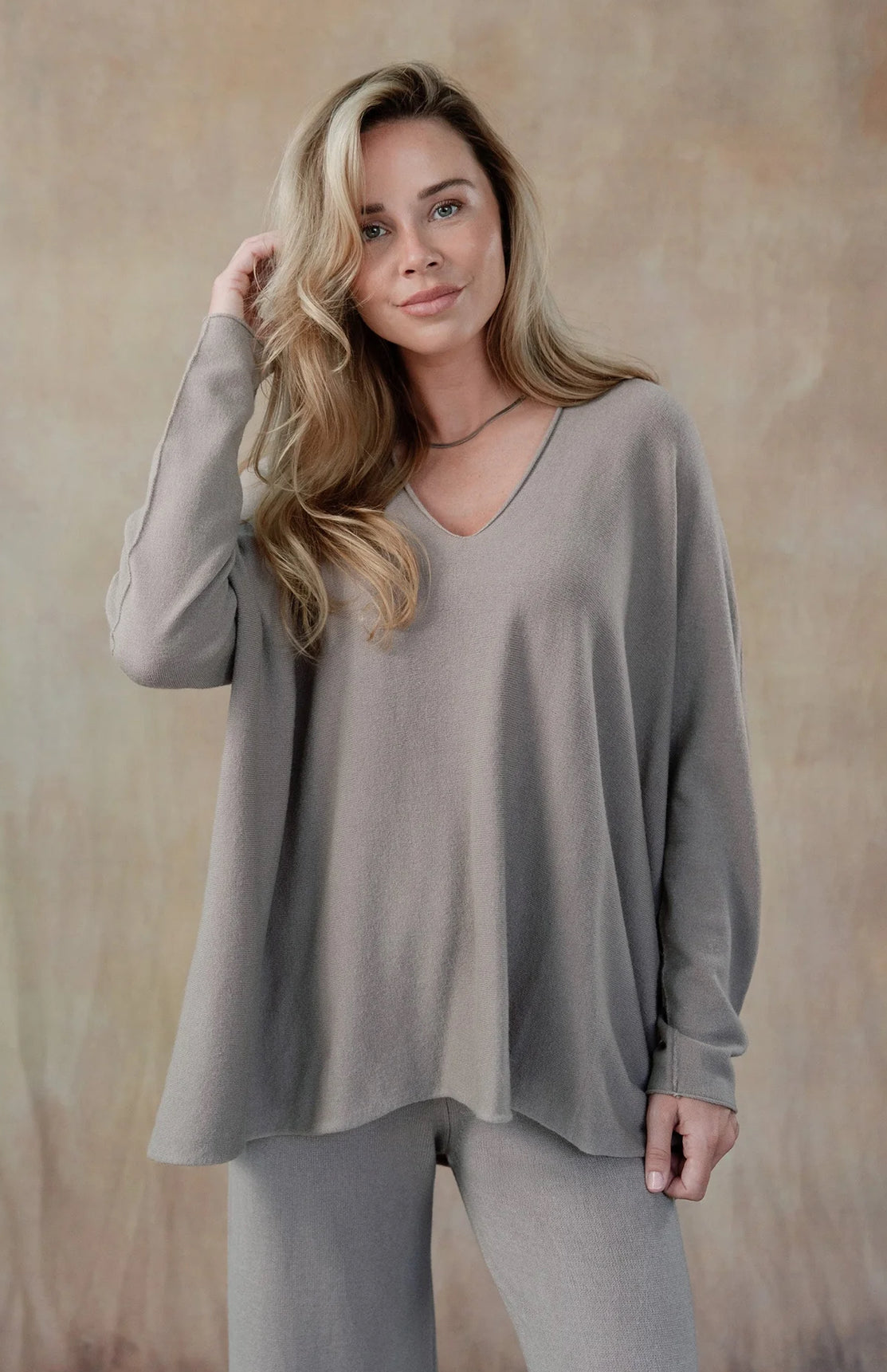 Claudia V Neck Long Sleeved Knit Top