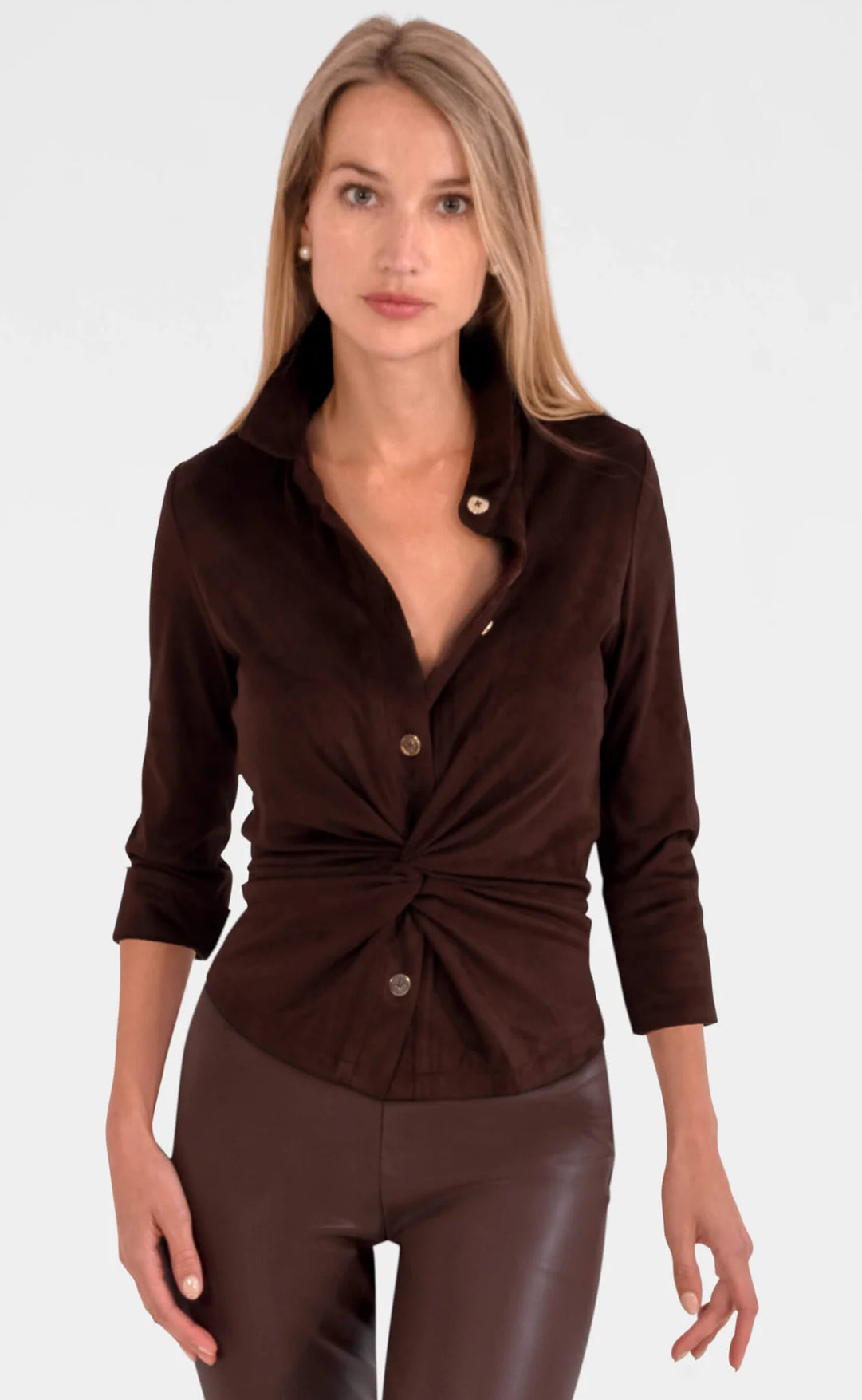 Ultra Suede Twist & Shout Top - Espresso