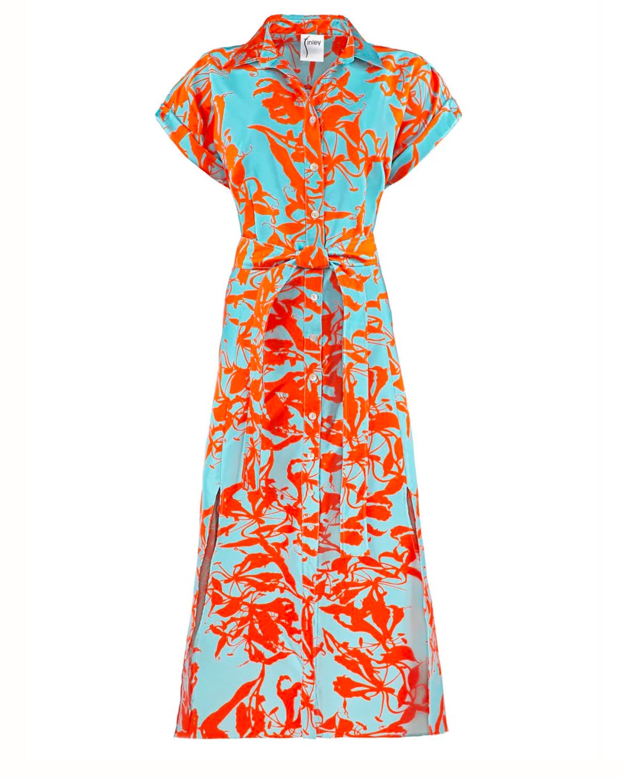 Chantel Jacquard Midi Dress-Orange and Blue