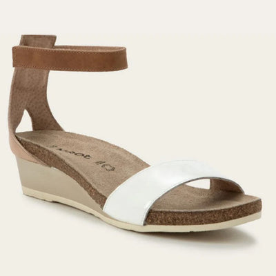 Naot Pixie Patent and Leather Sandal-Ivory and Brown