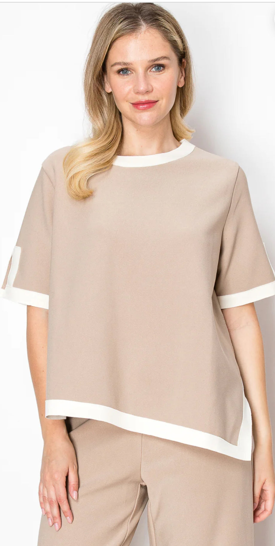 Kaya Crepe Knit Top-Khaki