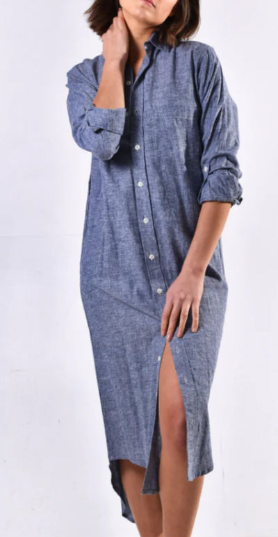 Organic Blue Hemp Cotton Midi