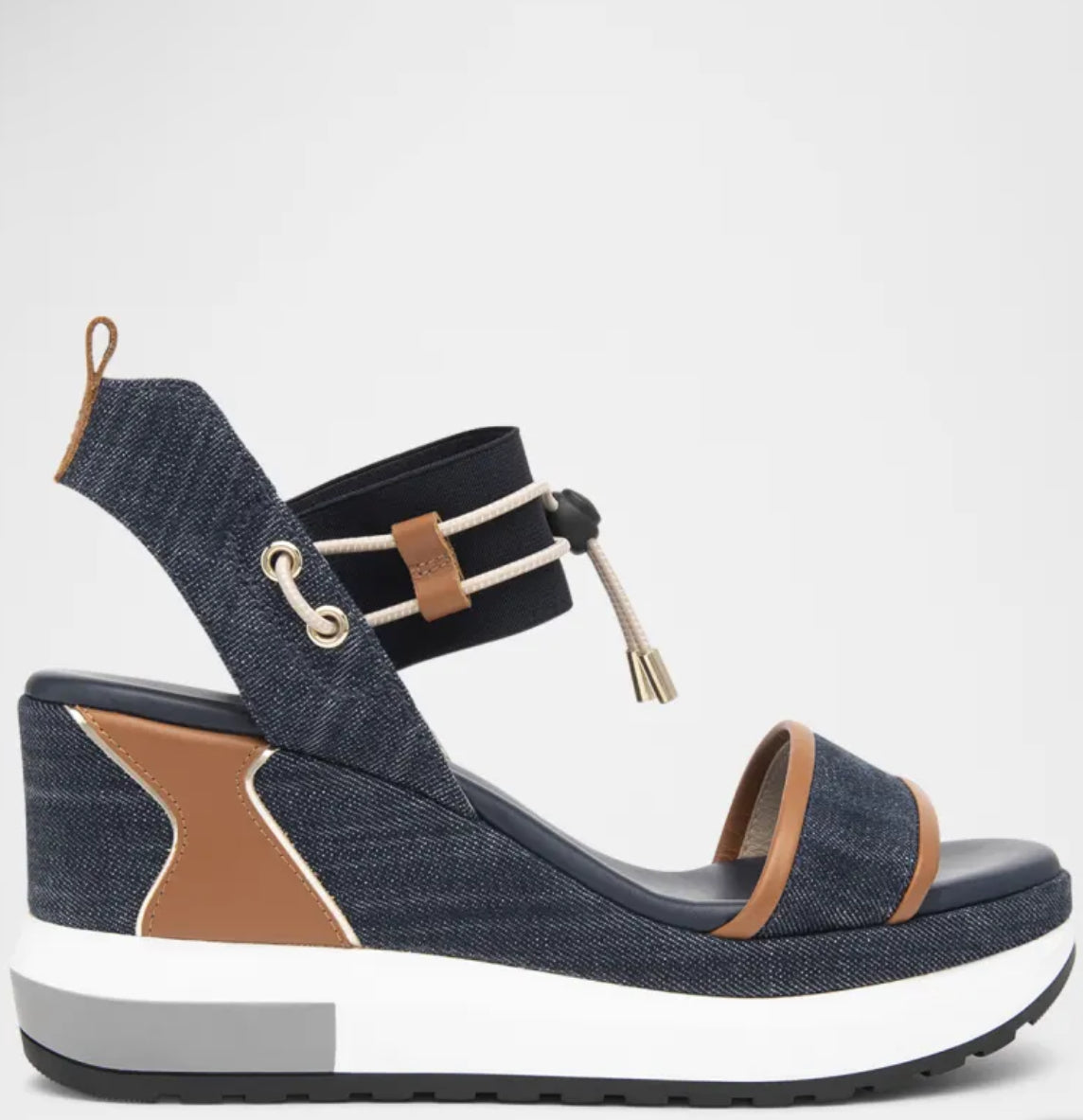 Bungee Platform Wedge Sandal Blue Jeans