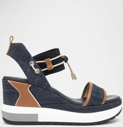 Bungee Platform Wedge Sandal Blue Jeans