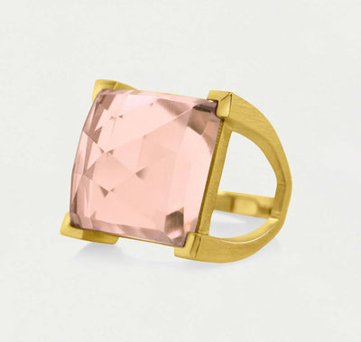 Plaza Ring Morganite/Gold Sz 8