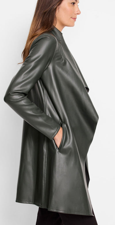 Faux Leather Lounge Around Jacket Hickory