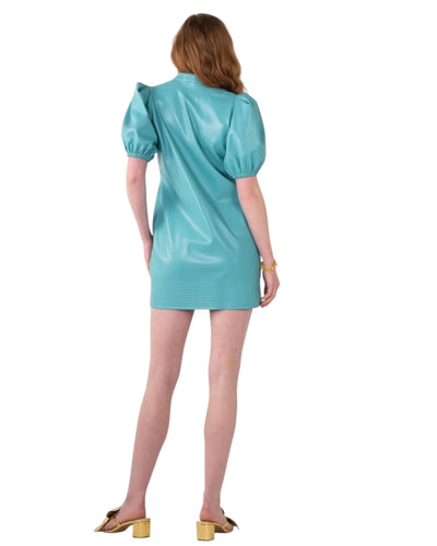 Hampton Mini Dress Vegan Leather-Seaglass