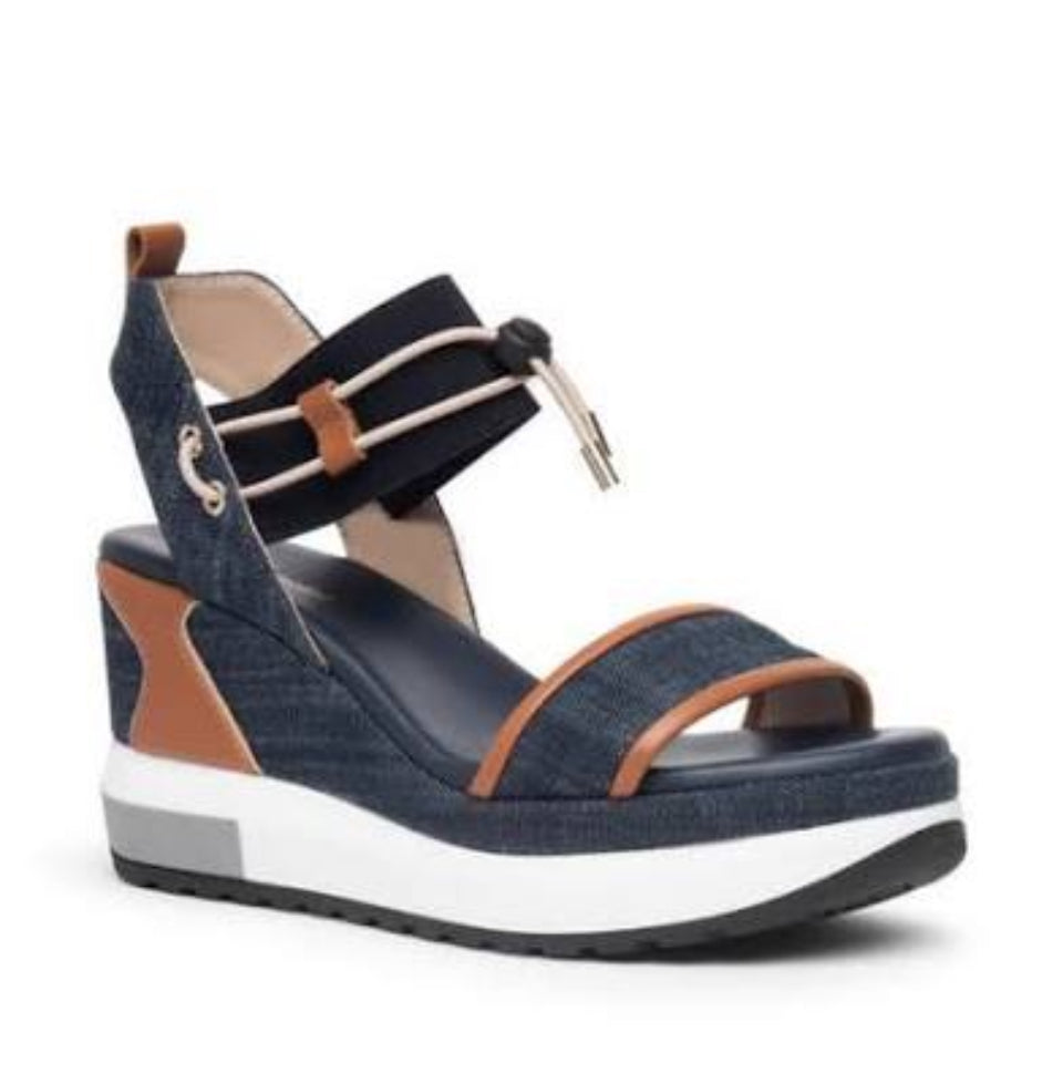 Bungee Platform Wedge Sandal Blue Jeans