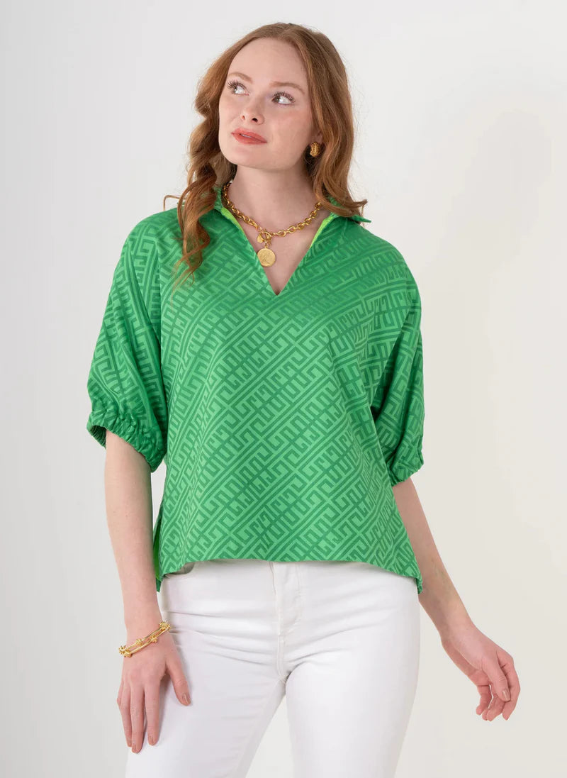 Poppy Top - Fairway Green Monogram