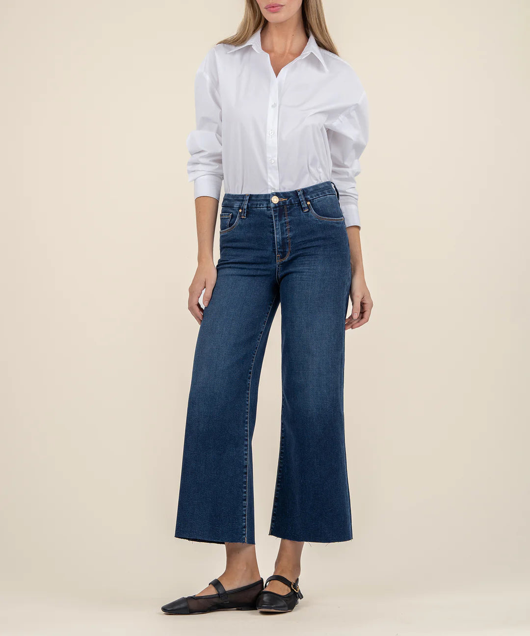 Meg High Rise Wide Leg Raw Hem Denim-Demure