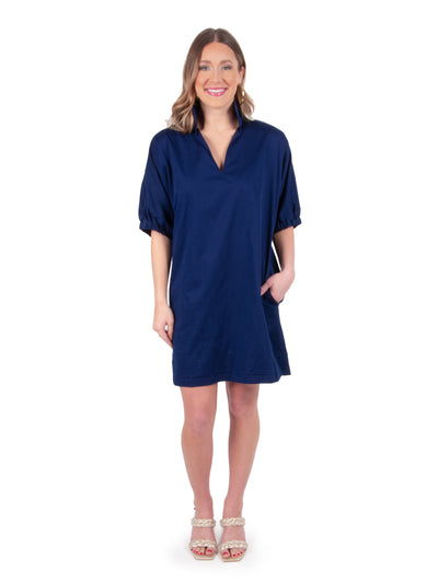 Poppy Dress Navy Poplin