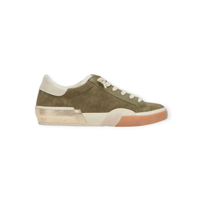 Zina Plush Sneakers in Moss Perforated Suede