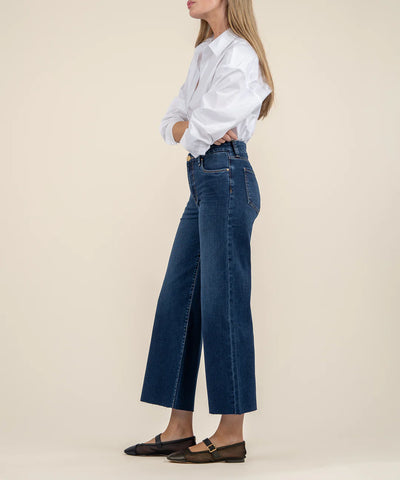 Meg High Rise Wide Leg Raw Hem Denim-Demure